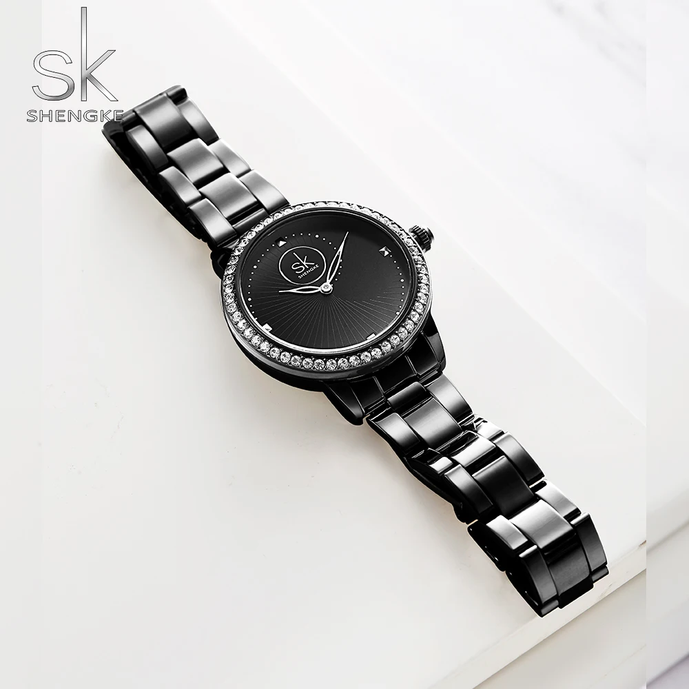 SHENGKE Diamond деловые часы женские лучший бренд класса люкс розовое золото montre