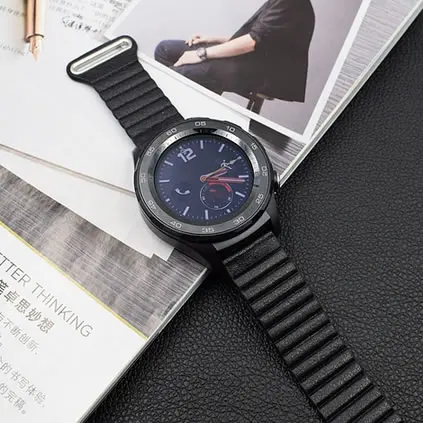 Ремешок кожаный магнитный для наручных часов браслет huawei watch 2 Sport Classic Samsung Gear S3