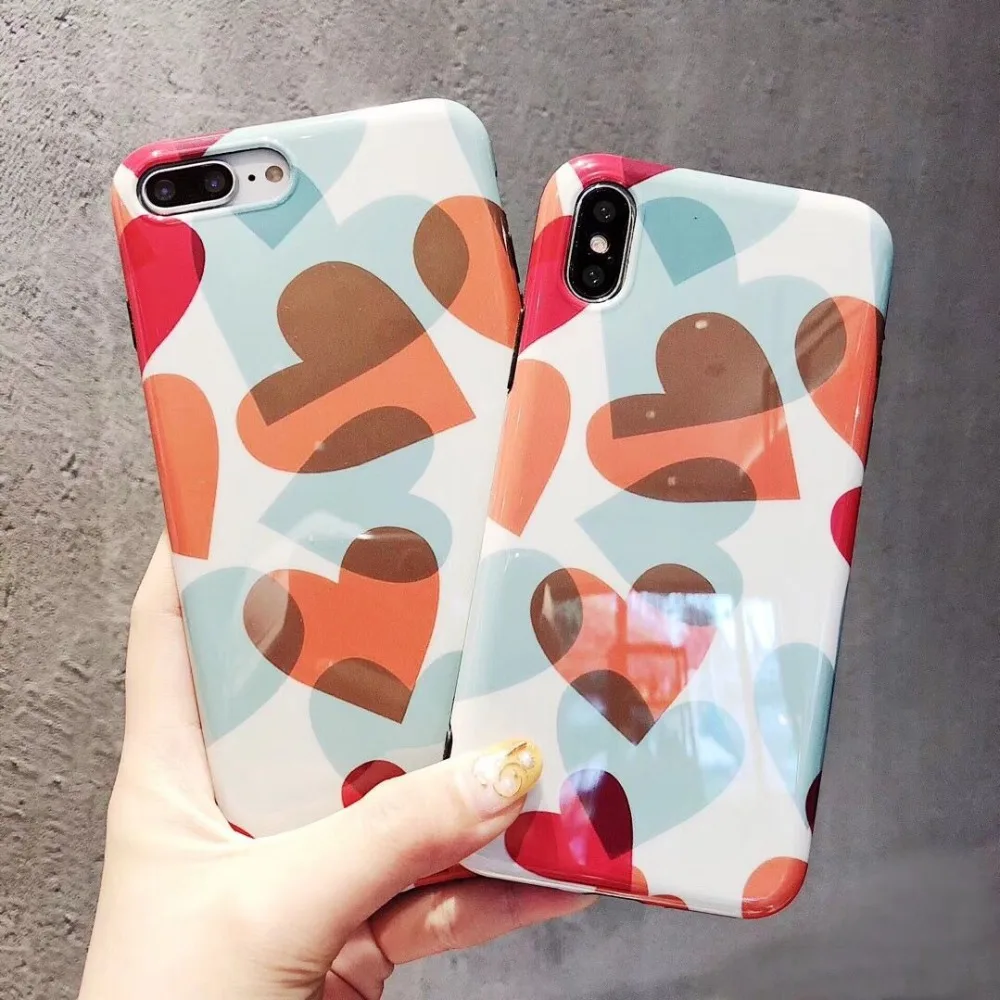 Туманно красоты для iphone X 7 plus 3D сердце любовь образцу телефон Silicagel Мягкие Tpu Чехлы