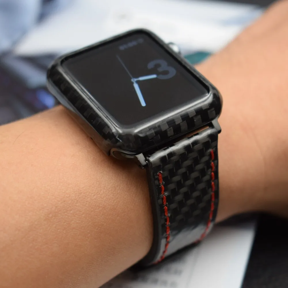 Ремешок из углеродного волокна для Apple Watch Series 4 мужской браслет наручных часов 1 2 3