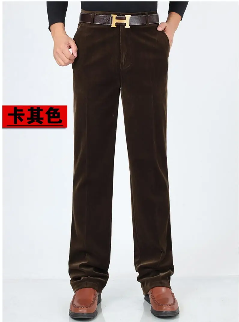 Брюки мужские вельветовые облегающие повседневные длинные прямые штаны с