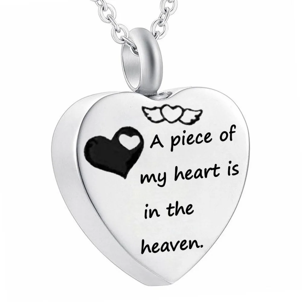 

Engraved Heart/Round Memorial Urn Pendant Necklace Stainless Steel Detachable Ashes Keepsake Cremation Jewelry