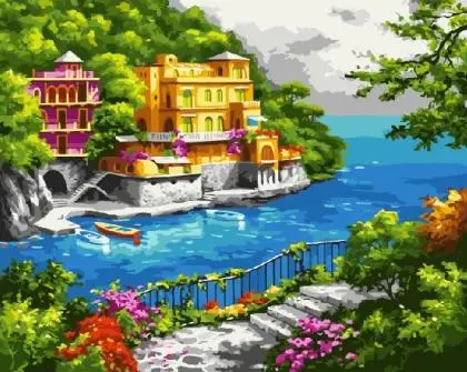 cioioil-X282 hotel by the sea New arrival landscape picture DIY digital oil painting numbers abstract 40x50 paint number | Дом и сад