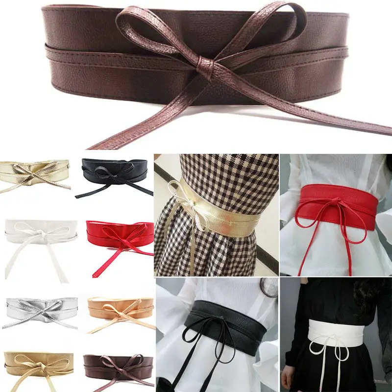 Женский широкий пояс из мягкой кожи Завязывающийся вокруг талии аксессуар для