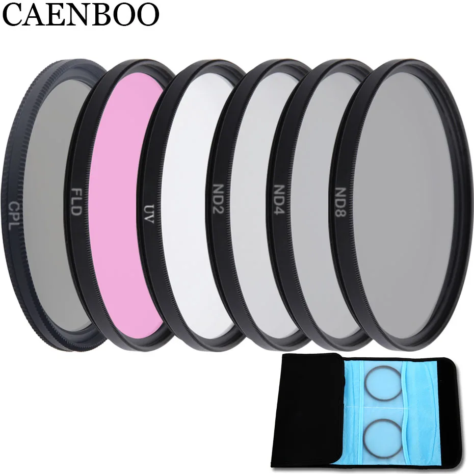 CAENBOO фильтр для камеры CPL Polar + UV фиолетовый ND2 4 8 сумка 49 52 55 58 62 67 72 77 82 мм набор Canon EOS