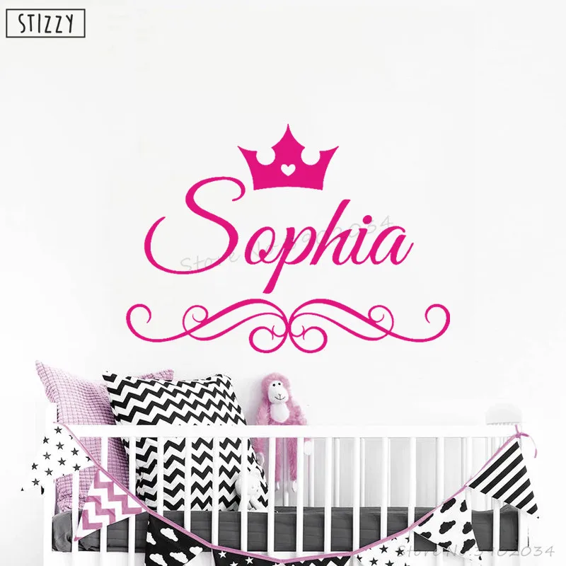 Настенная Наклейка stizzy Princess Crown персонализированные виниловые настенные