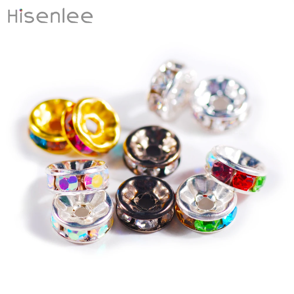 100pcs/lot 8MM Zinc alloy Colourful Round Glass Crystal Loose Beads For Necklace Bracelet DIY Charms Jewelry Making Tools | Украшения и