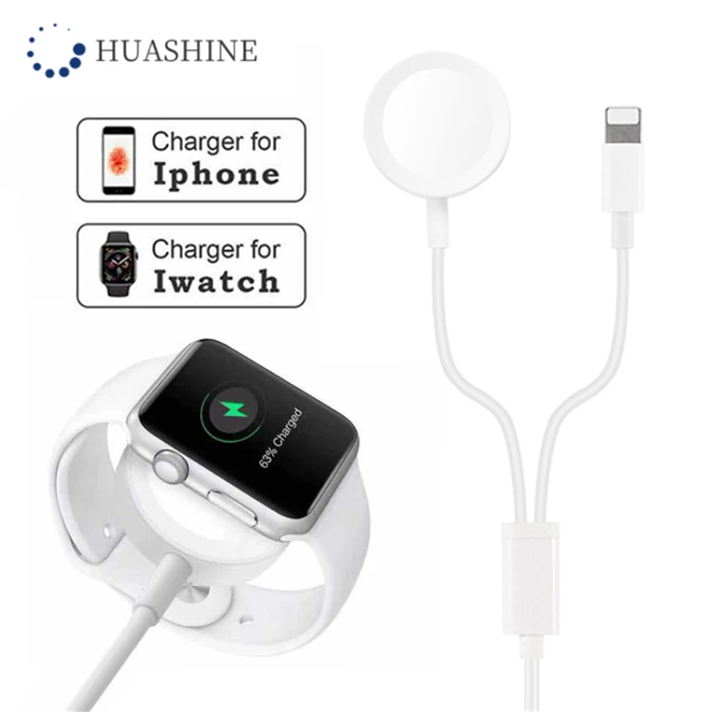 HUASHINE 2 в 1 магнитное Быстрое беспроводное зарядное устройство для Apple Watch 3 4