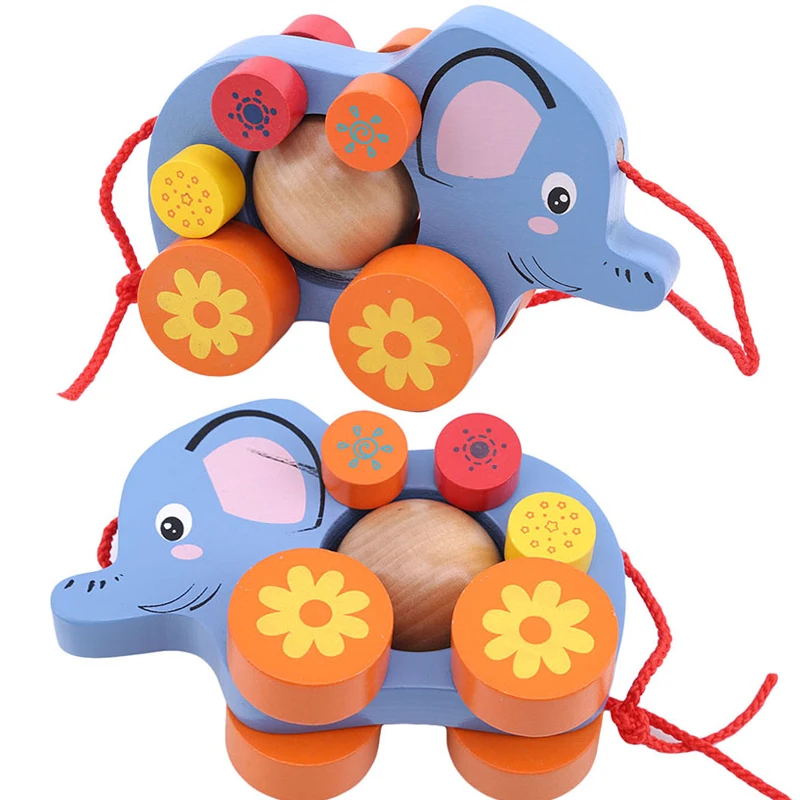 Детские игрушки слон деревянный поезд транспортного средства геометрические блоки/цветовые конгнитивные