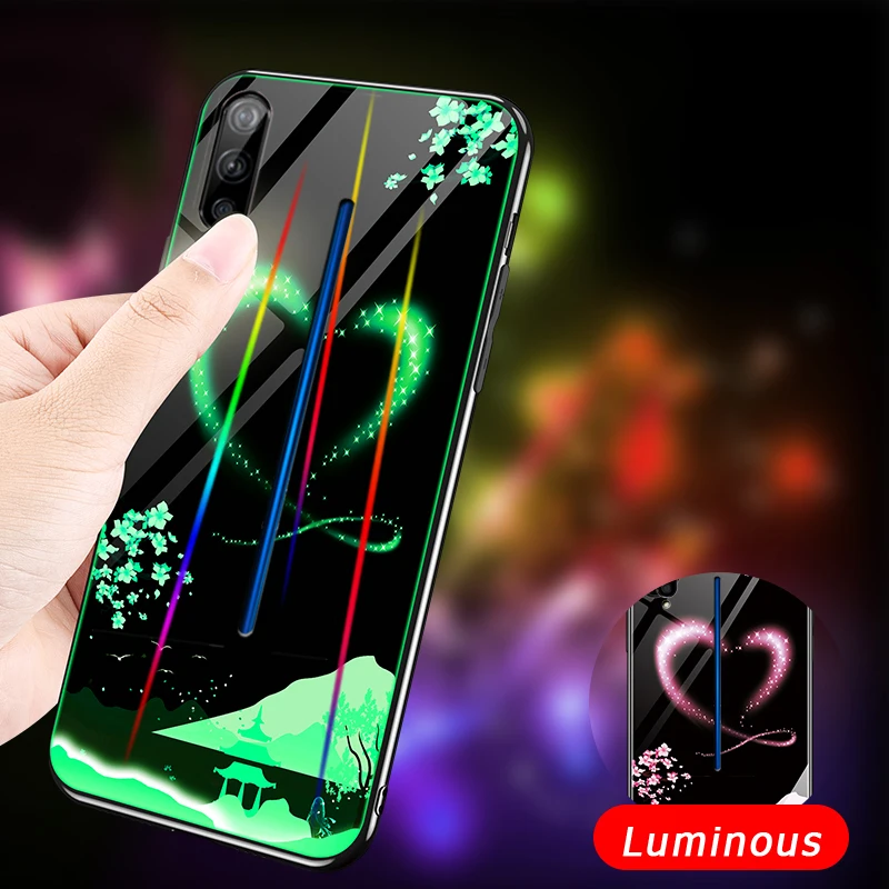 Luminous Tempered Glass Cases For VIVO IQOO X23 X21 i UD X20 X9S Plus X27 Coque Back Cover Soft Silicone Anti- fall Thin Shell |