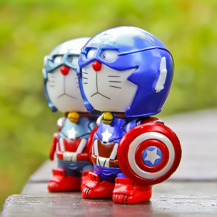 Фигурка Marvel Captain America cos Doraemon 6 5 см ПВХ анимация подарки мультяшная коллекция