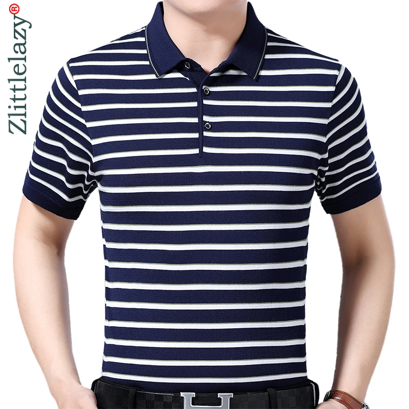 Повседневная полосатая рубашка поло с коротким рукавом роскошная трикотажная