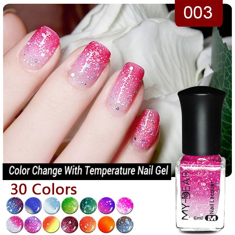 MYDANCE блеск лак для ногтей изменение температуры цветной гель маникюрный замочить