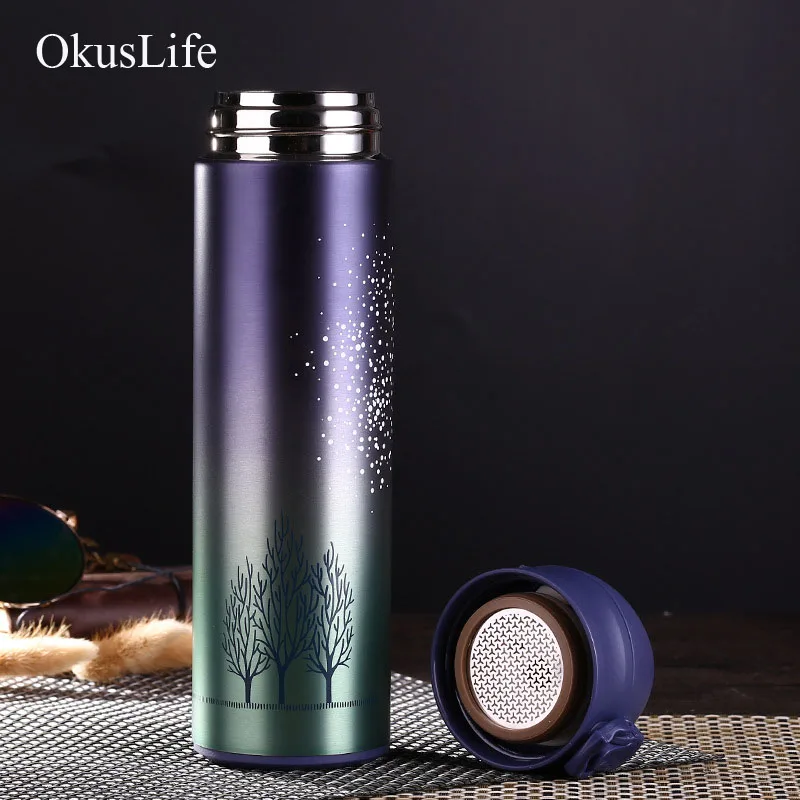 

500ml Double Wall Stainless Steel Vacuum Flasks Thermos Cup Coffee Tea Milk Travel Mug Thermo Bottle Gifts With Color Design
