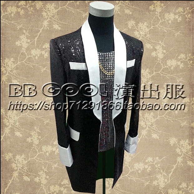 S ~ 3XL! 2016 Новая мода мужская одежда певец Блесток пальто костюм звезда мужской