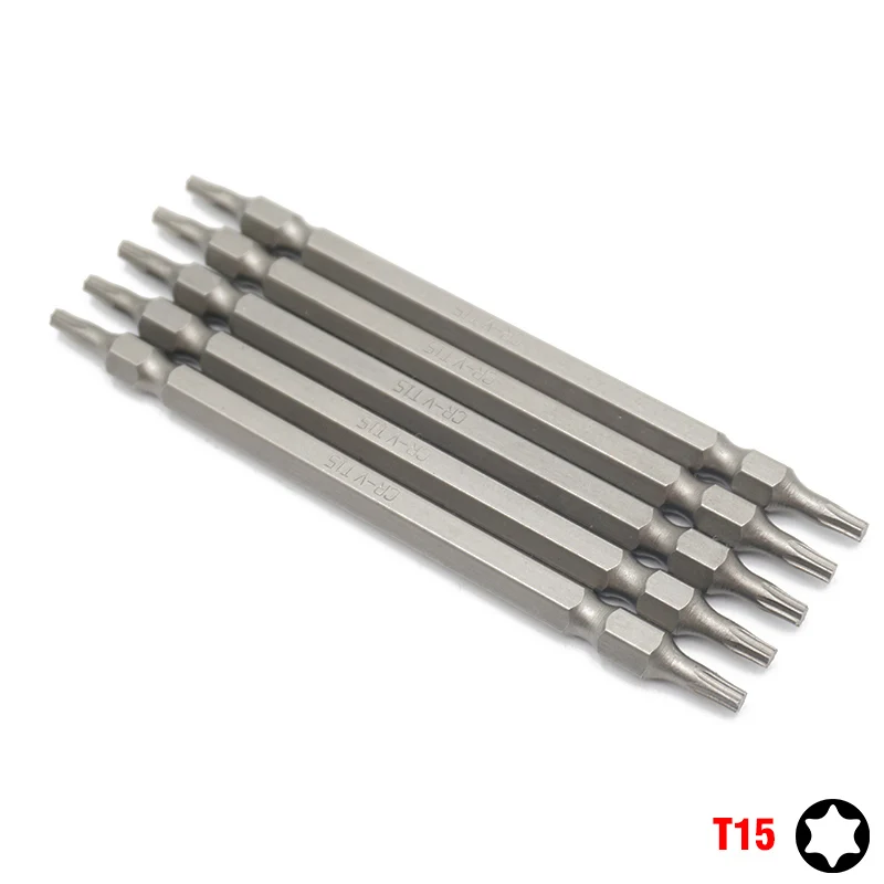 5pcs T15 5 шт. 110 мм Экстра длинный набор сверл Trox T15 T20 1/4 дюймов 6,35 мм двухсторонний хром-ванадиевая сталь в форме звезды отвертки биты - Цвет: 5pcs T15