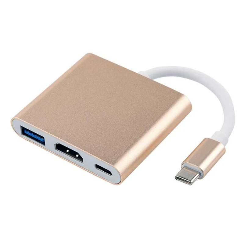 Baolyda USB C док-станция HDMI Тип C к HDMI концентратор адаптер 4 к USB C многопортовый адаптер USB C конвертер для MacBook/Chromebook Pixel/Dell - Цвет: USB-HDMI-PD Gold