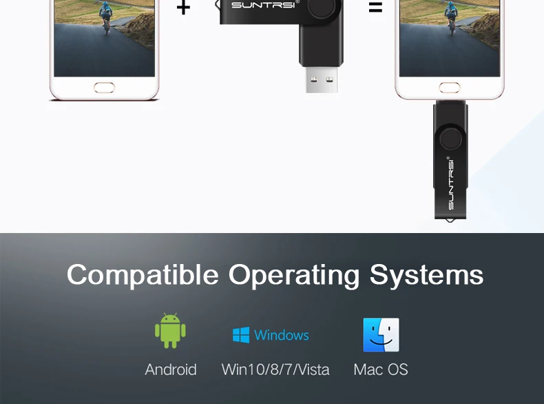 Suntrsi OTG флеш-накопитель 4 ГБ 8 ГБ для смартфона USB флеш-накопитель 16 ГБ 32 ГБ Флешка USB флешка для ПК реальная емкость 64 Гб