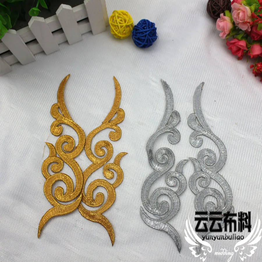 Золото и серебро вышивка наклейки костюмы cos Китайская одежда национальная