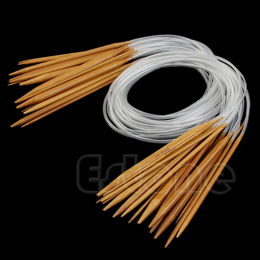 Y103-Free shipping New 18Pairs 18sizes 80cm 32" Circular Nature Bamboo Carbonized Knitting Needles