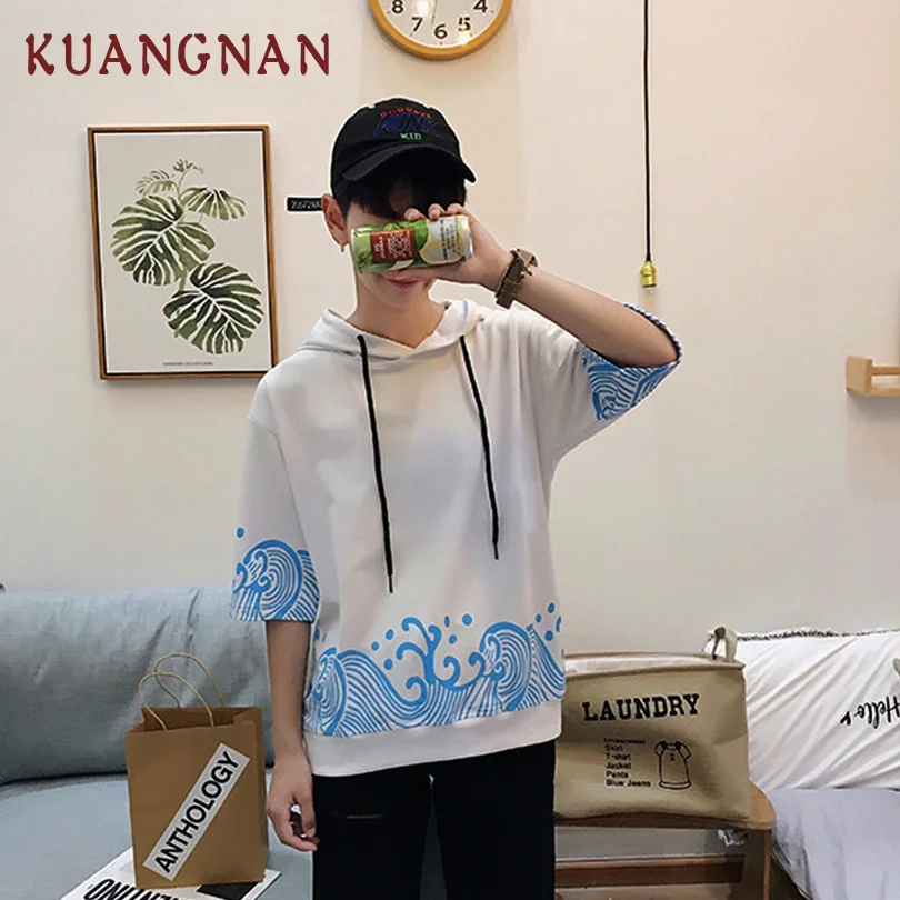 KUANGNAN мужские толстовки Harajuku белая толстовка мужская Японская уличная одежда