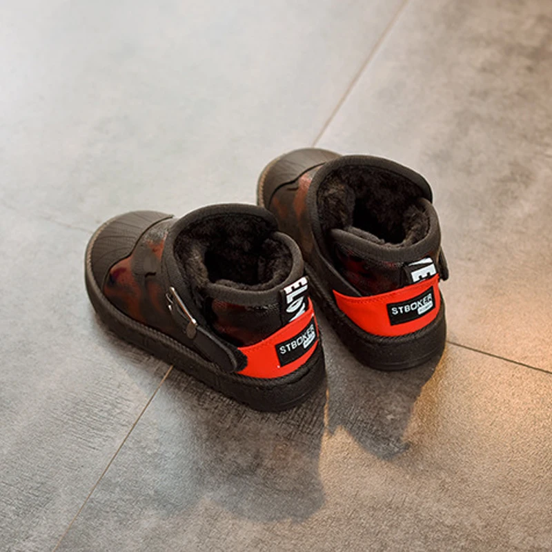 Winter Children Ankle Plush Boots Girls Snow Shoes Waterproof Casual Boys Flat Sneakers Kids for Camouflage | Детская одежда и