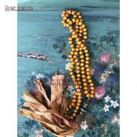 harvest gold mustard bright bold sari silk tassel necklace nm15568