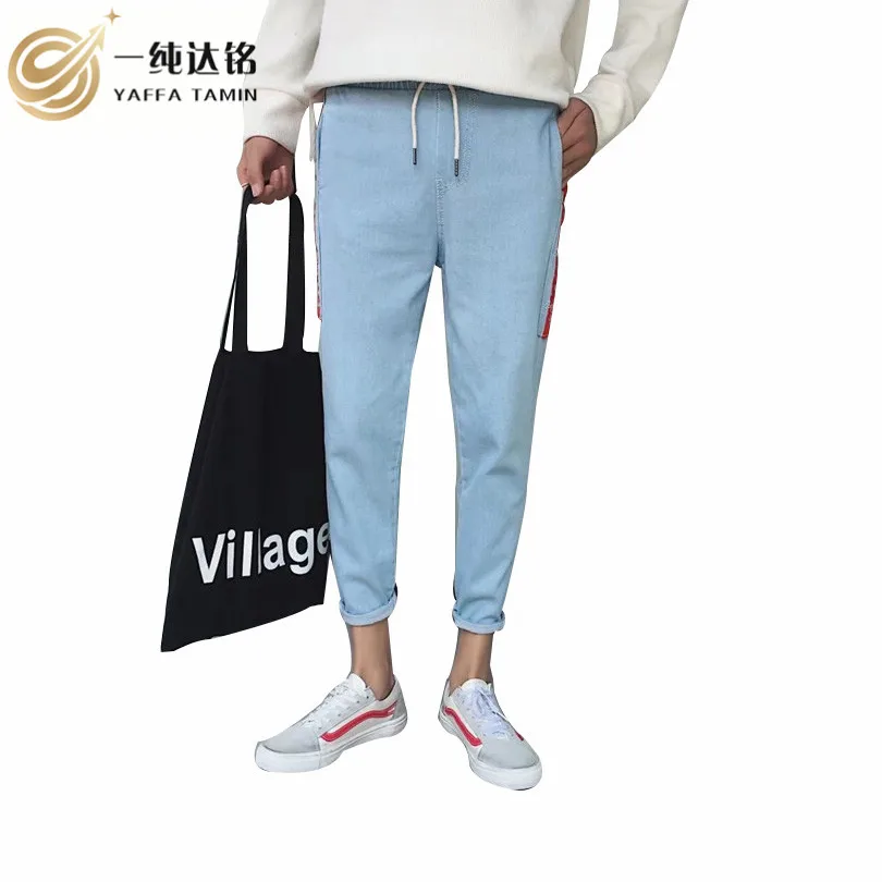 

Повседневные мужские джинсы, брендовые модные брендовые мужские джинсы, Стрейчевые светло-голубые джинсы, мужские зауженные джинсы, свобод...