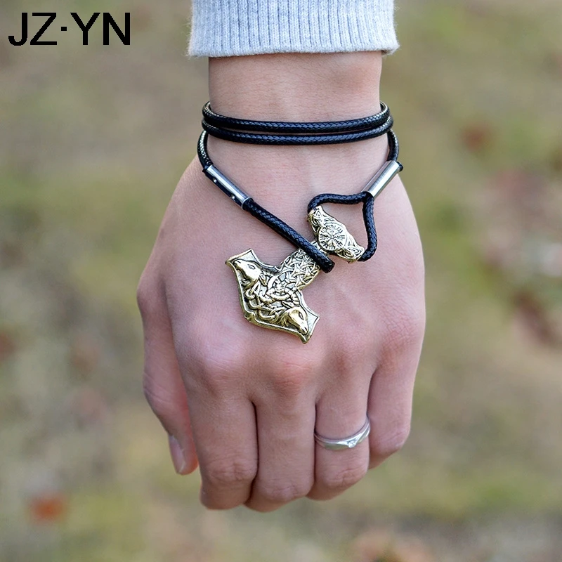 Браслет Viking Thor's hammer Mjolnir Runes бронзовый и старинный серебряный Амулет браслет Amulet