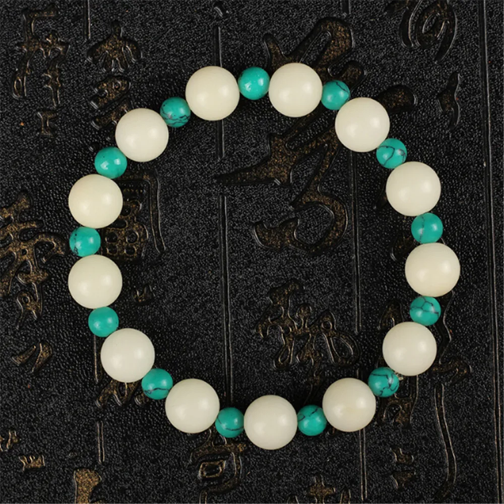 

New Design Natural White Bodhi Root Buddha Beads Bracelet One Circle 8mm Simple Buddhist Prayer Mala for Men or Women Wholesale