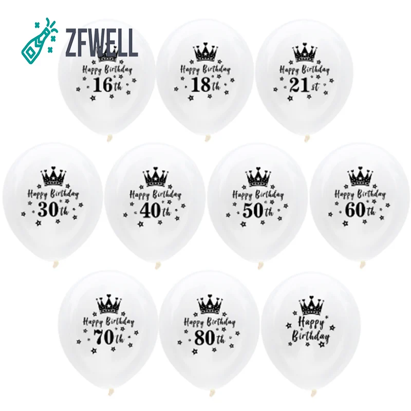 ZFWELL 12 шт Дюймов прозрачный Корона День рождения цифровой латексный шар