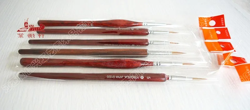 

6Pcs/Set Weasel Hair Aquarelle Paintbrush red Short Wooden Handle Artist Brushes Hook Line Pen Painting Materials Art Supplies