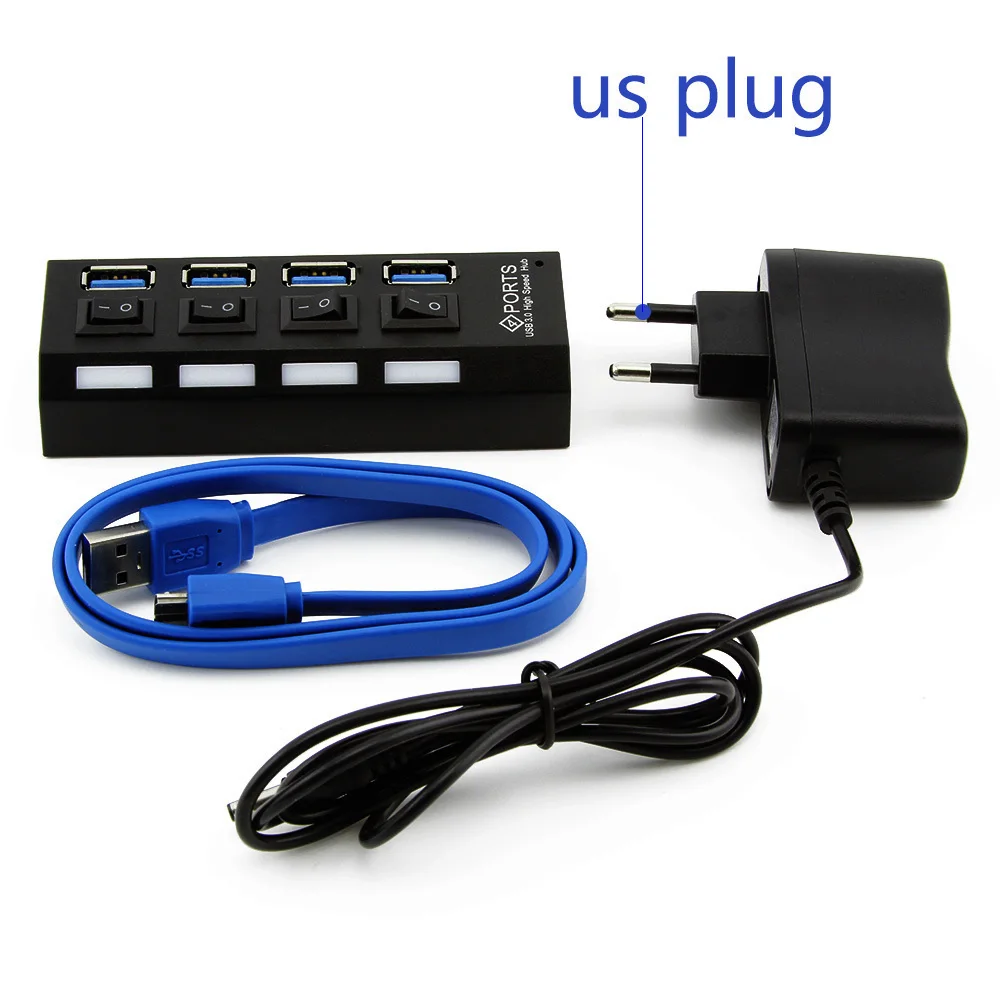 CHYI usb-хаб 3 0 4/7 портов USB разветвитель концентратора с адаптером питания для США