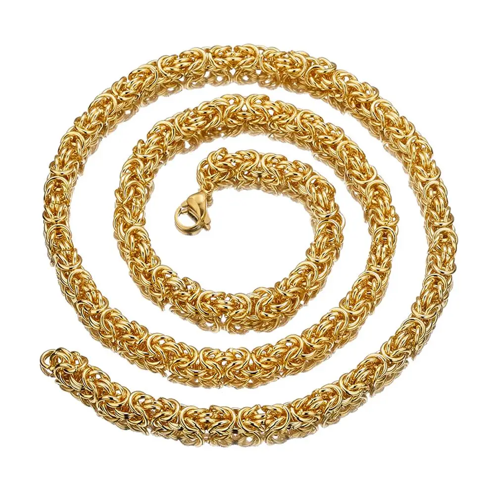 Granny Chic 316L Stainless Steel Necklace 6/8/10 mm Byzantine Link Chain Gold Men Women Fashion Jewelry Gift | Украшения и