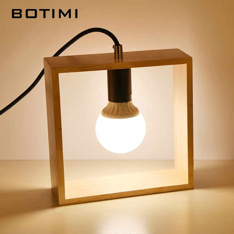 Креативная настольная лампа BOTIMI деревянные прикроватные настольные светильники