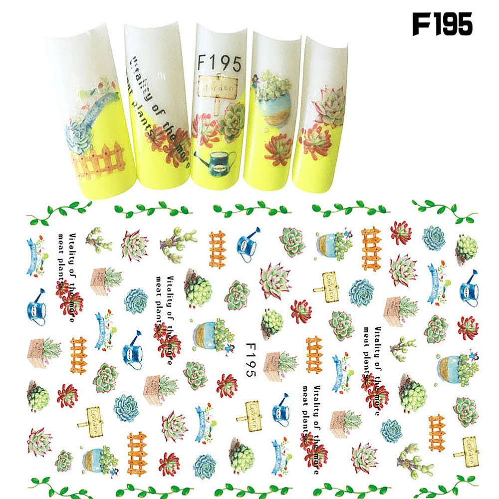 1 лист наклейки для нейл арта Цветные Цветочные животные дизайн украшения ногтей