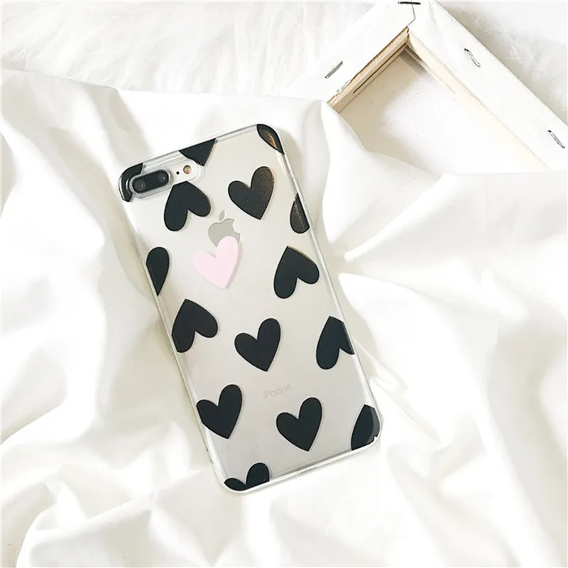 Чехол для телефона с изображением сердца iPhone 7 Plus 6 S 8 Coque модные чехлы пар