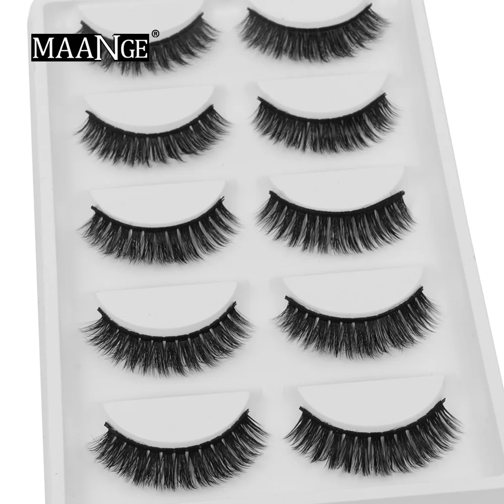 MAANGE, новинка, 5 пар, 3D, норковые накладные ресницы, натуральные, длинные, мягкие, многоразовые, толстые ресницы, ручной работы, для наращивания, макияж, инструменты для красоты