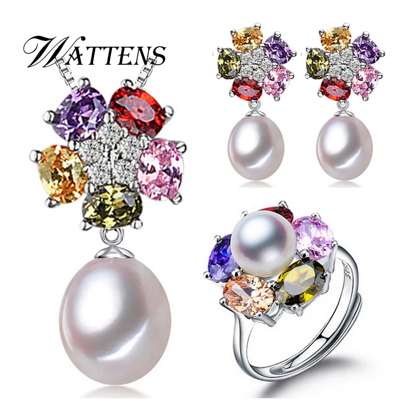 Ювелирные наборы природный пресноводный жемчуг искусственное ожерелье серьги