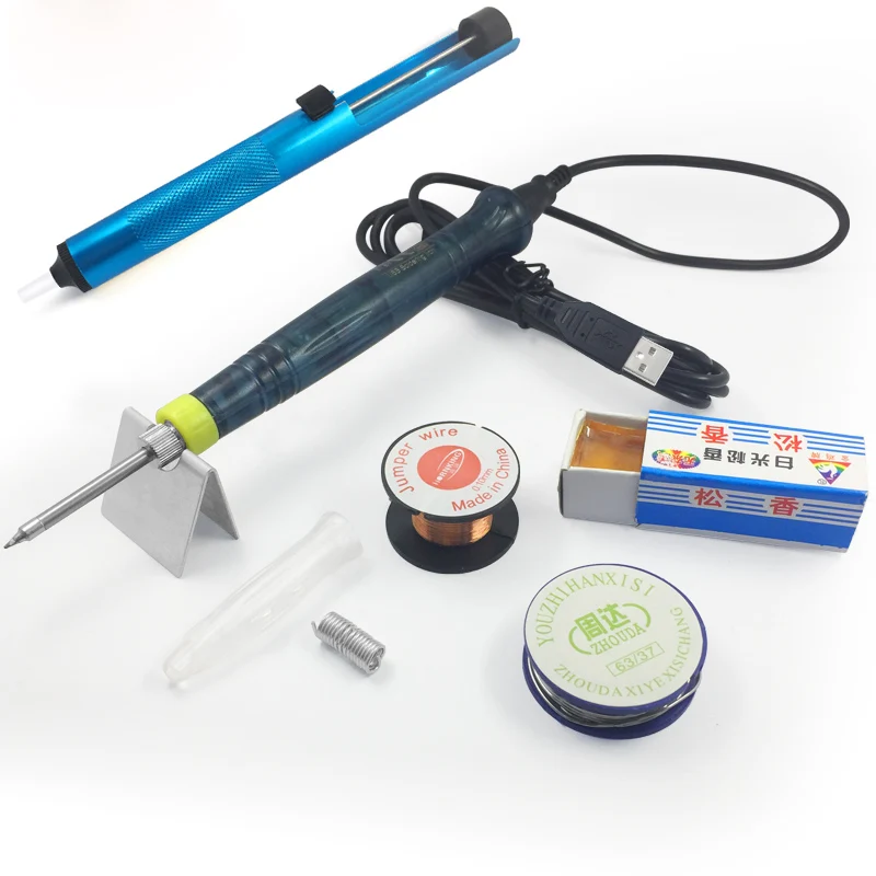 Black 7pcs Tool Kit DGKS USB Электрические паяльники 6 шт. набор инструментов мини USB паяльная сварочная станция сварщик нагревательный элемент стенд обжигатель Утюг - Цвет: Black 7pcs Tool Kit