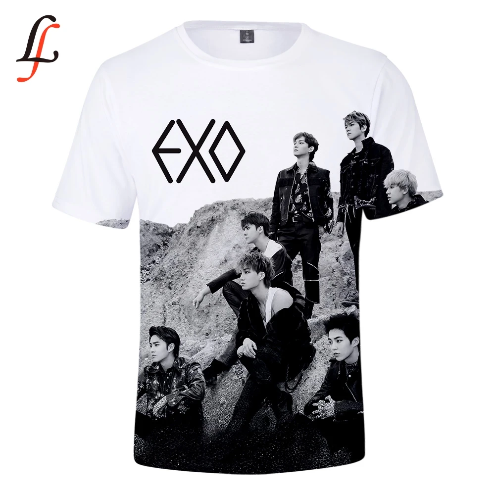 Футболка Modis EXO мужская с принтом love shot Повседневная модная рубашка круглым