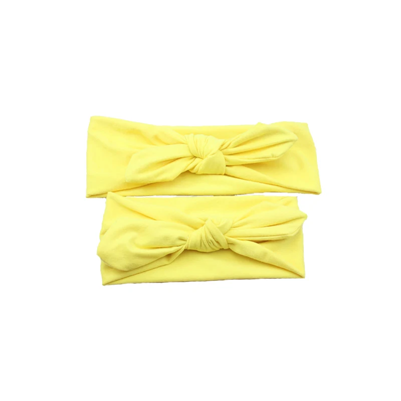 Erapinky2 Pcs/Sets Solid Rabbit Ears Headbands For Mom/Baby Bowknot Parent-child Hair Accessories Cotton Head Wrap Baby Headwear |