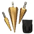 Комплект из 3 предметов на возраст от 4 до 12 лет2032 мм HSS Сталь Титан сверла из быстрорежующей стали шаг конус режущие инструменты для обработки деревянных сверление по металлу