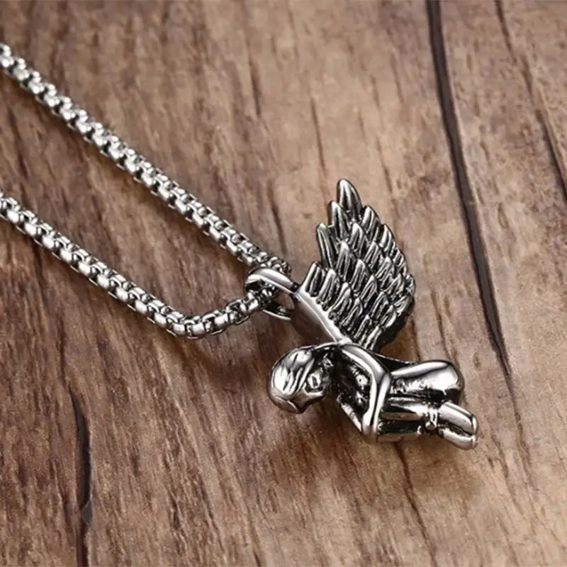 Ожерелье с херувимом и крыльями ангела ожерелье из нержавеющей стали духовное