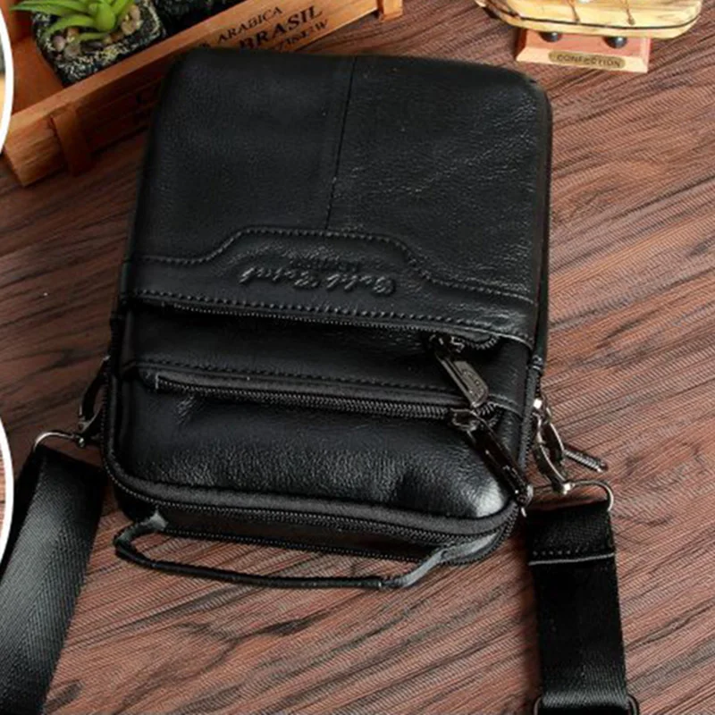 

Men Genuine Leather Shoulder Crossbody Messenger Bags Small Satchel Multifunction Hip Bum Belt Waist Bags Cowhide Leather Purse