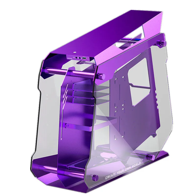 Purple Zeaginal Blueberry flash Gaming ATX корпус полный алюминий+ закаленное стекло мод водяное охлаждение геймерский корпус настольный - Цвет: Purple