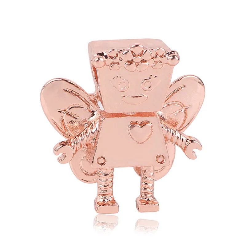 rose Floral Bella Новое оригинальное серебряное розовое золото сплав бисера Кристалл робот Шарм Fit Pandora браслет ожерелье DIY женские ювелирные изделия - Цвет: rose Floral Bella