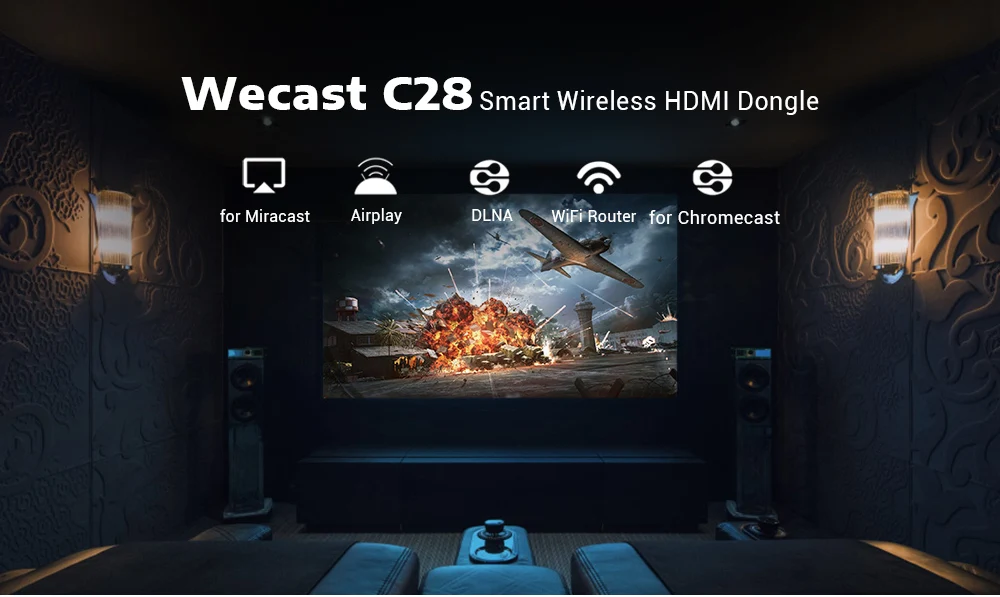 2,4/5 ГГц WiFi Дисплей Смарт Беспроводная ТВ-карта Wecast 4K HDMI Dongle Miracast/Airplay/DLNA/онлайн-зеркальное отображение для YouTube/Netflix