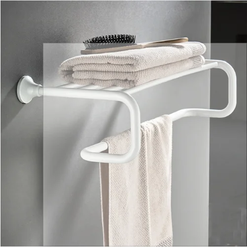 towel rack Белый аксессуары для ванной комнаты Комплект из латуни держатель туалетной щетки двойной держатель чашки полотенце кольцо держатель фена мыло Корзина - Цвет: towel rack