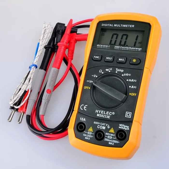 Hyelec MS8233E 2000 графы Autorange AC / DC напряжение ток температуры цифровой мультиметр
